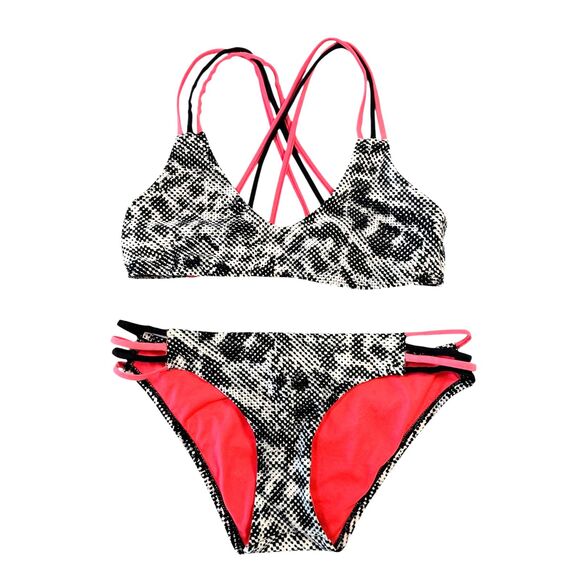 BCA Rebecca Virtue Other - BCA By Rebecca Virtue Women Small Bikini Black White Hot Pink Geometric Strappy
